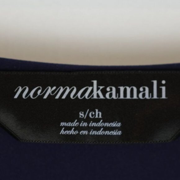 Norma Kamali Women's Small Navy V-Neck Ruched Empire Waist Knit Mini Dress - Picture 5 of 7